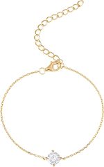 PAVOI 14K Gold Plated Cubic Zirconia Solitaire Diamond Bracelet | Bridesmaid Bracelets | Gold Bracelets for Women